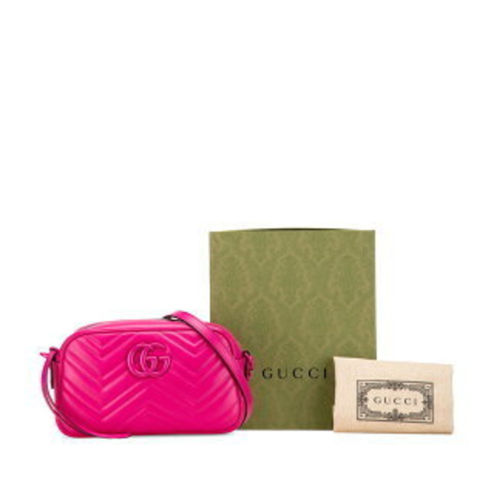 Gucci GG Marmont crossbody chain shoulder bag pink leather - Picture 8 of 9